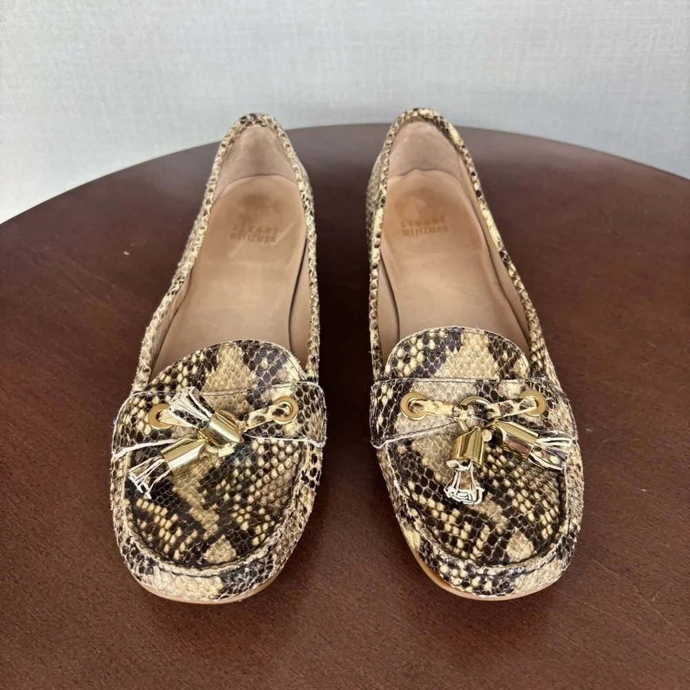 Stuart Weitzman Snakeskin Tassel Loafer, Size 9